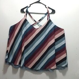 Torrid Asymmetrical Pinks & Blues Striped Camisole Size 4